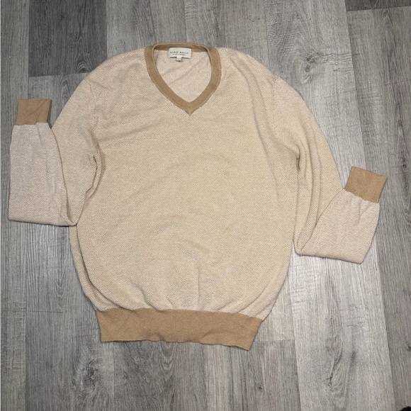 Neiman Marcus Other - Neiman Marcus Cream and Tan V-Neck Sweater